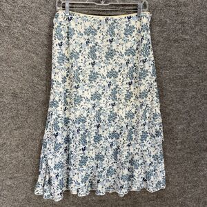 Jucy Pereds Skirt Women 10 White Floral A-Line Midi Lined Zipper Mid Rise Casual